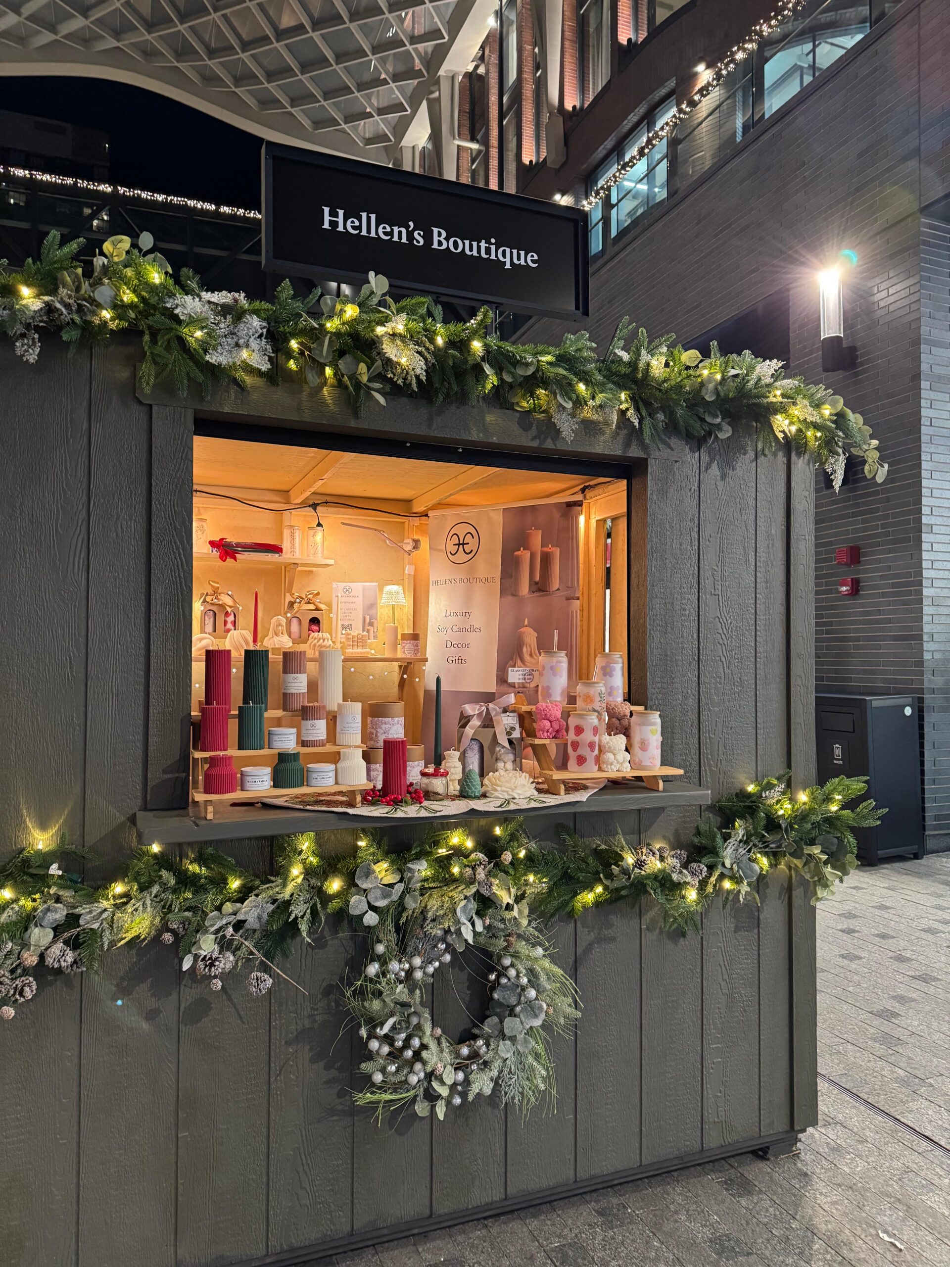Hellen’s Boutique holiday candle and gift kiosk