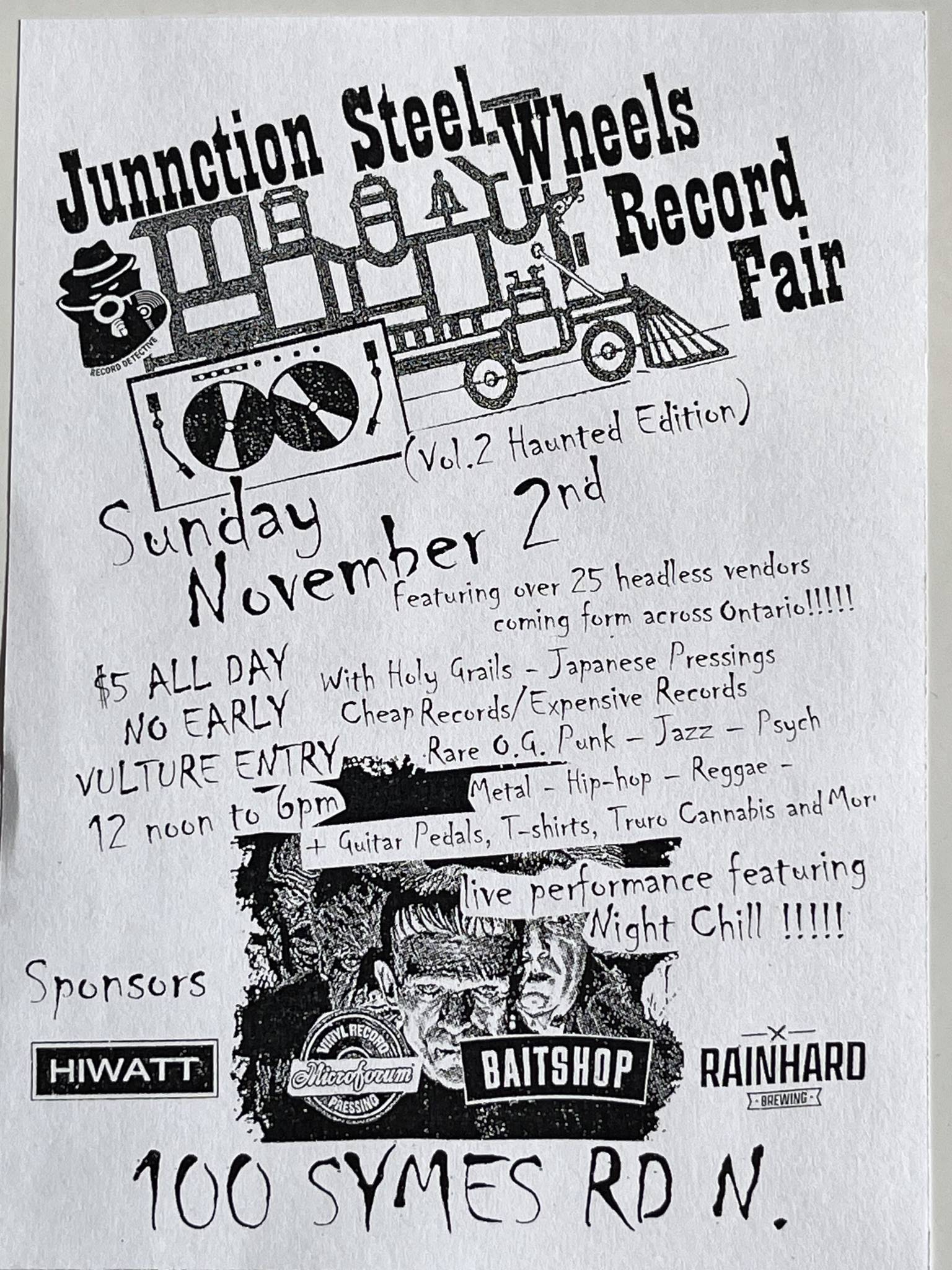 Junnction Steel Wheels Record Fair event poster.