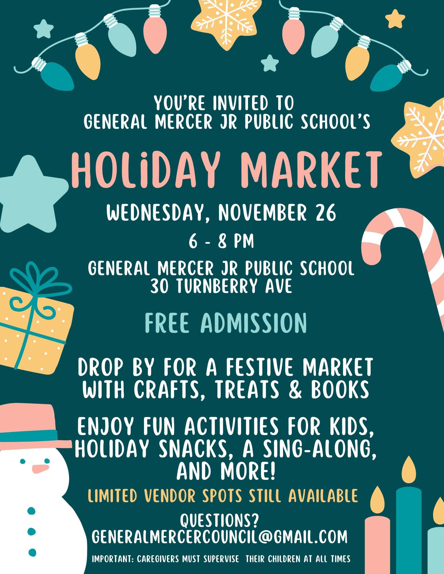 General Mercer Jr Public School Holiday Market invitation