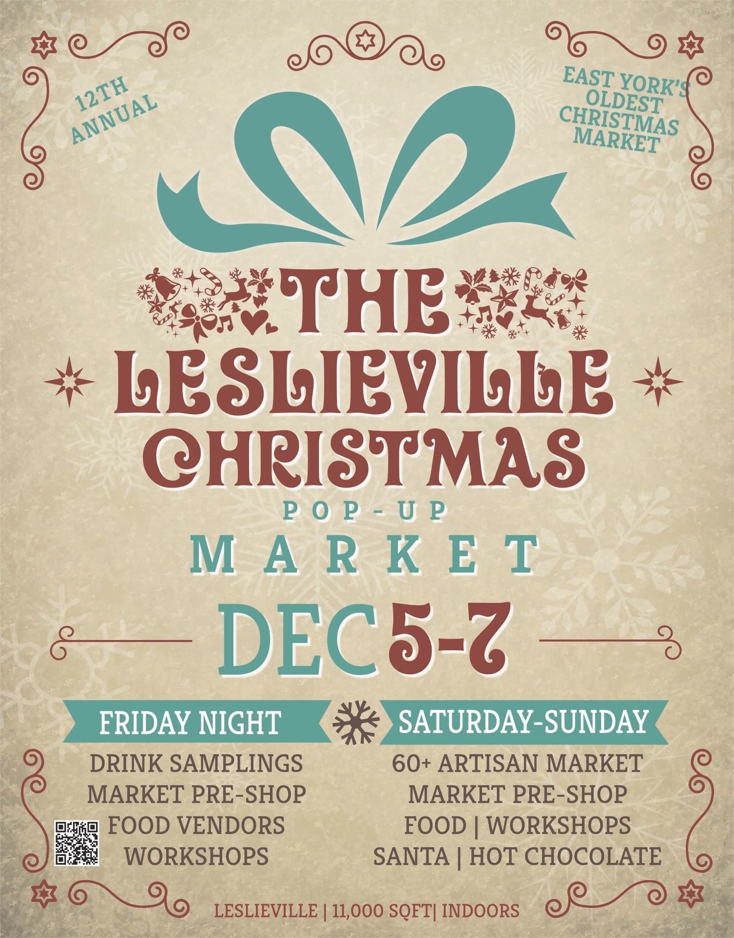 Leslieville Christmas pop-up market event poster
