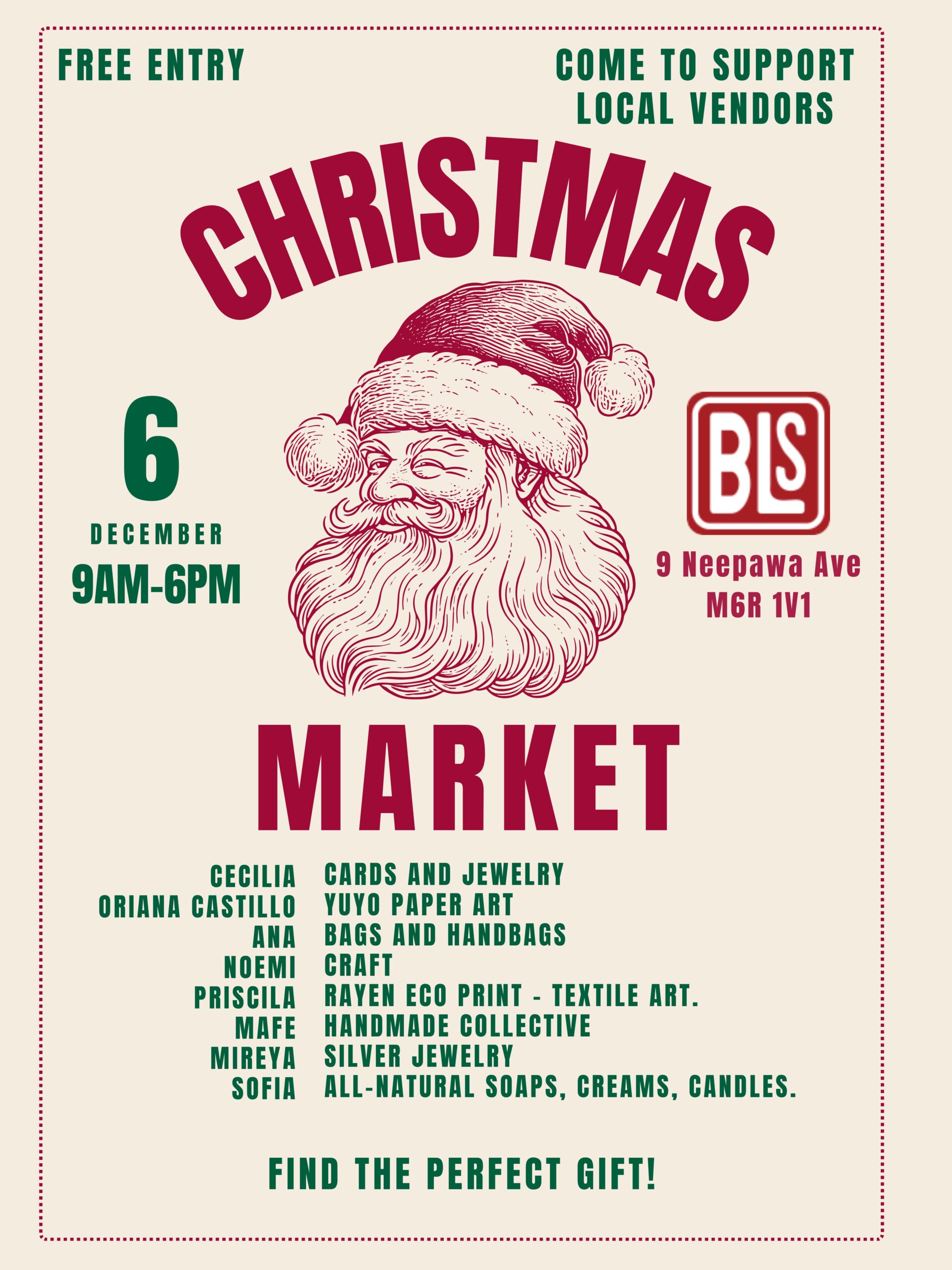 Christmas market poster with Santa illustration